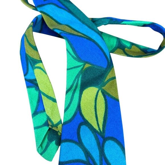 Key West Ties Mens Blue Green Vintage Neck Tie Necktie Floral 3.5" x 60" - Picture 4 of 8